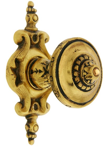 Portobello Jeweled Knob With Pembridge Back Plate in Satin 24k Gold.